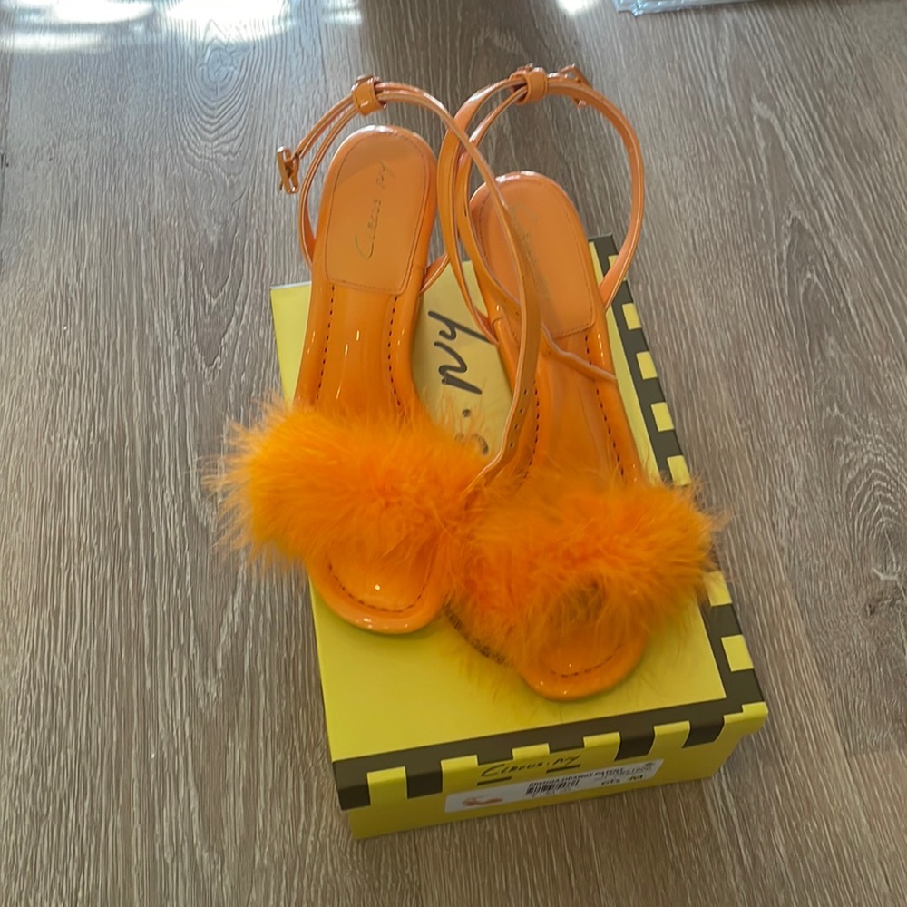 Sam Edelman circus orange fluff heels